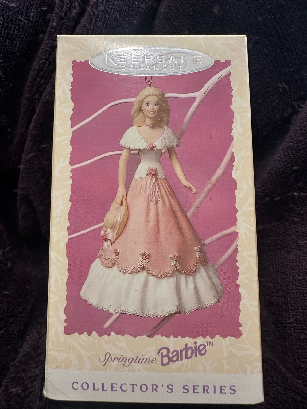 Keepsake Barbie Springtime Pink & Cream Figurine Ornament 1997 Spring Collection